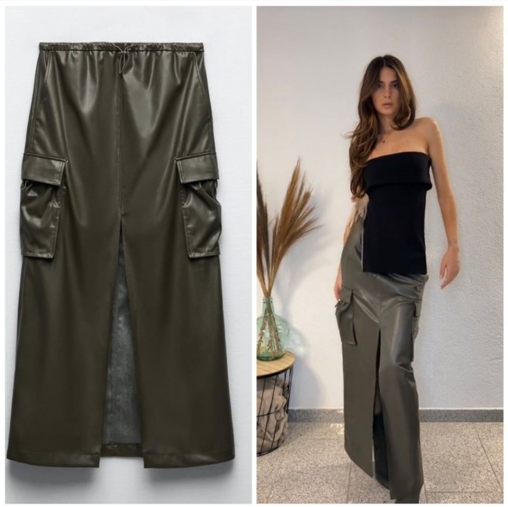 NWT Zara faux leather cargo skirt 😍
